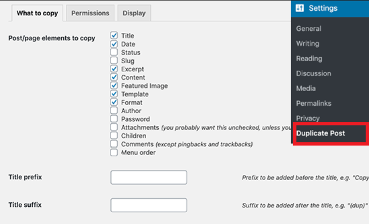 Plugin settings