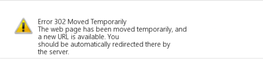 image of error message 302 moved temporarily