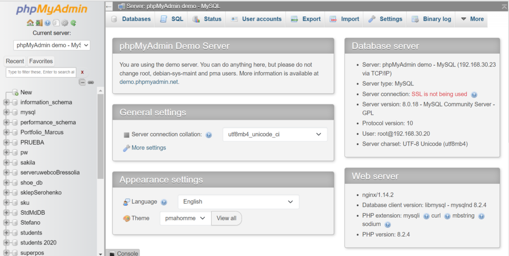 image of phpMyAdmin platform