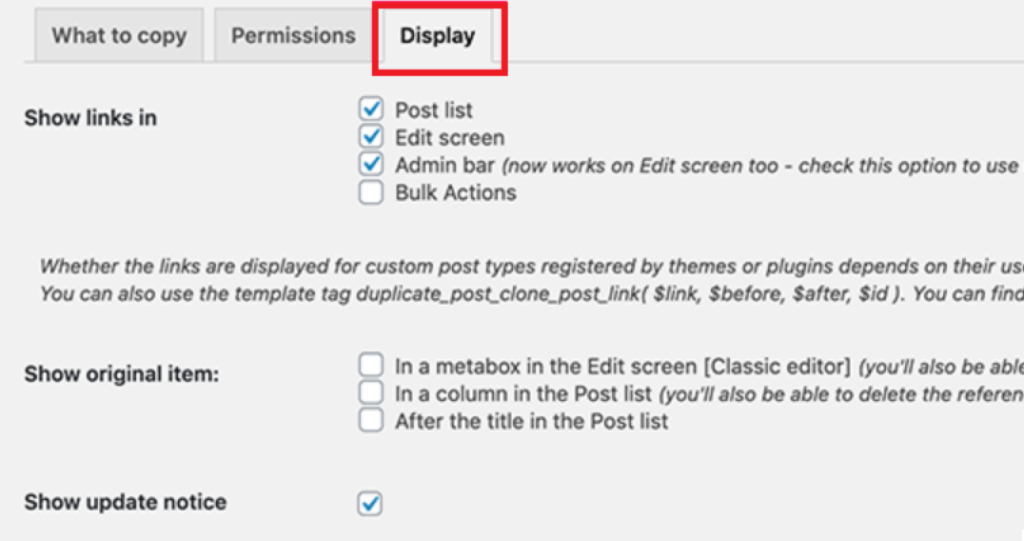 Display settings