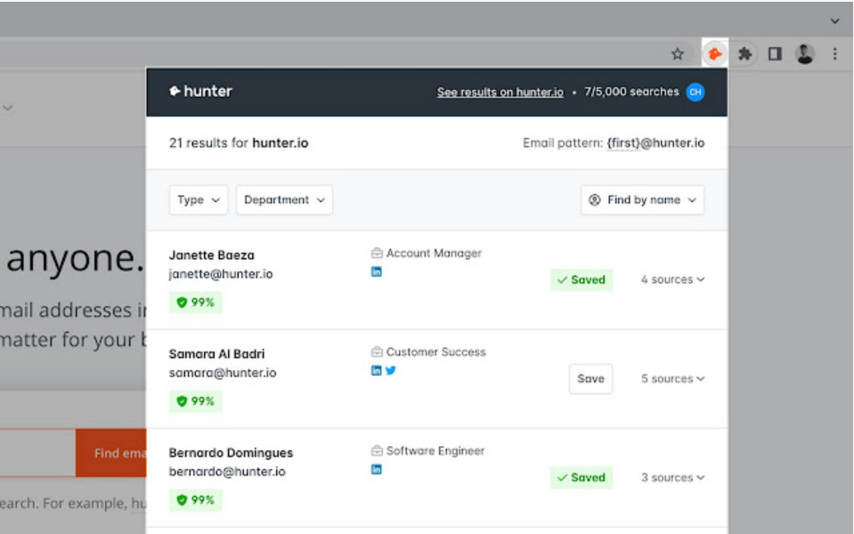Hunter seo chrome extension