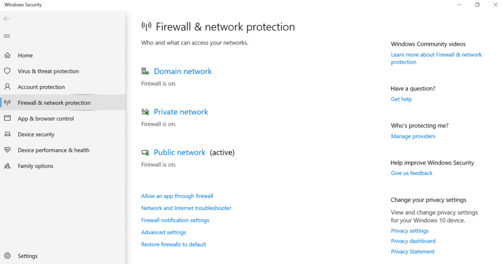 firewall settings