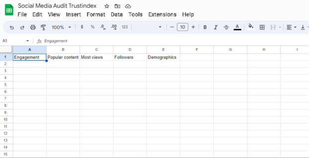 spreadsheet for social media audit