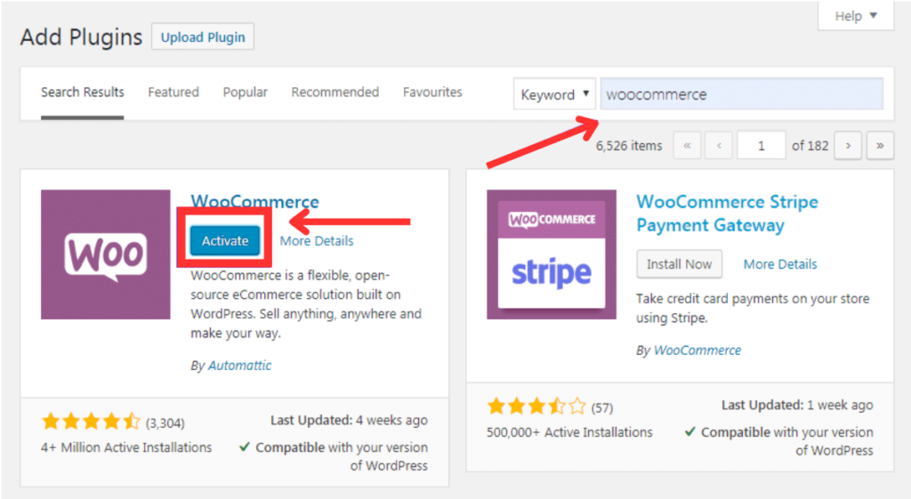 Woocommerce activate