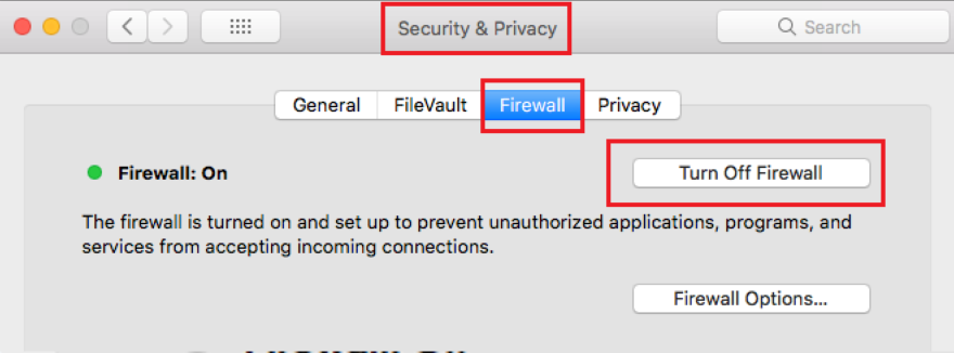 turn off firewall