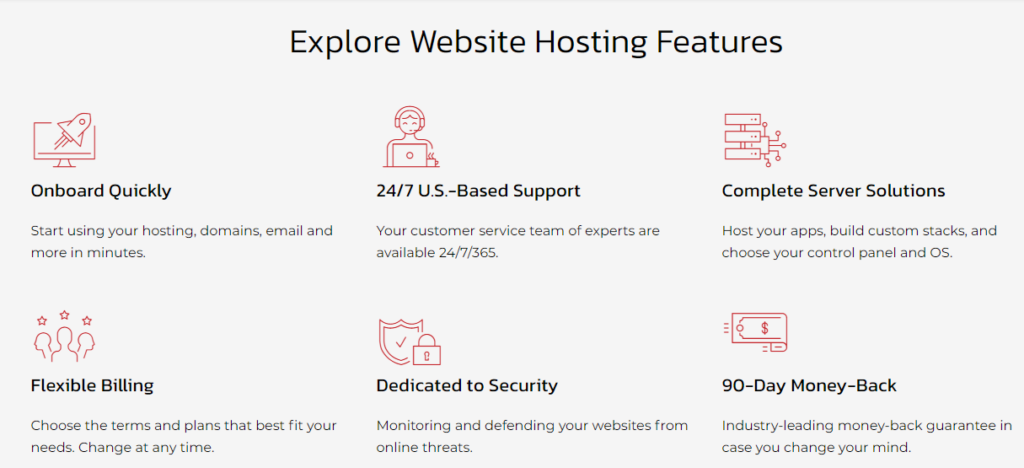 web hosting features