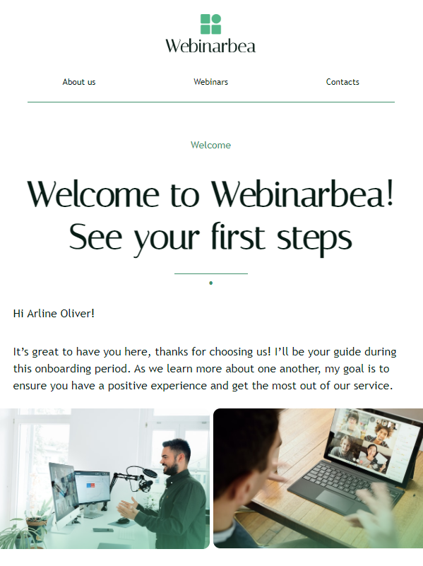 welcome email