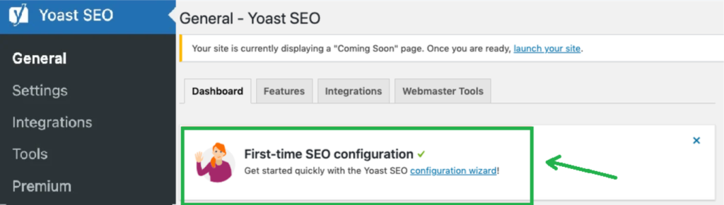SEO features of Yoast general settings