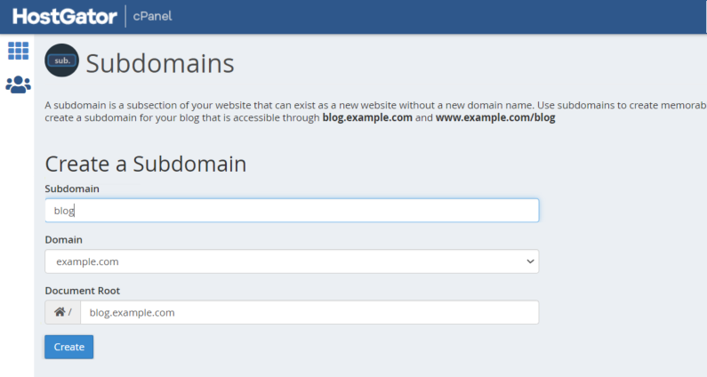 Create relevant subdomains with 