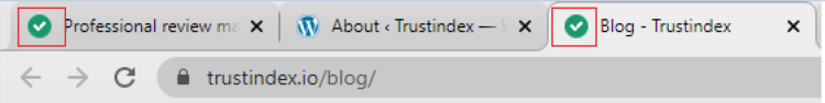 custom favicon next to site title on Trustindex.io