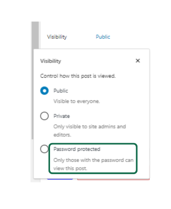 password protect pages in WordPress