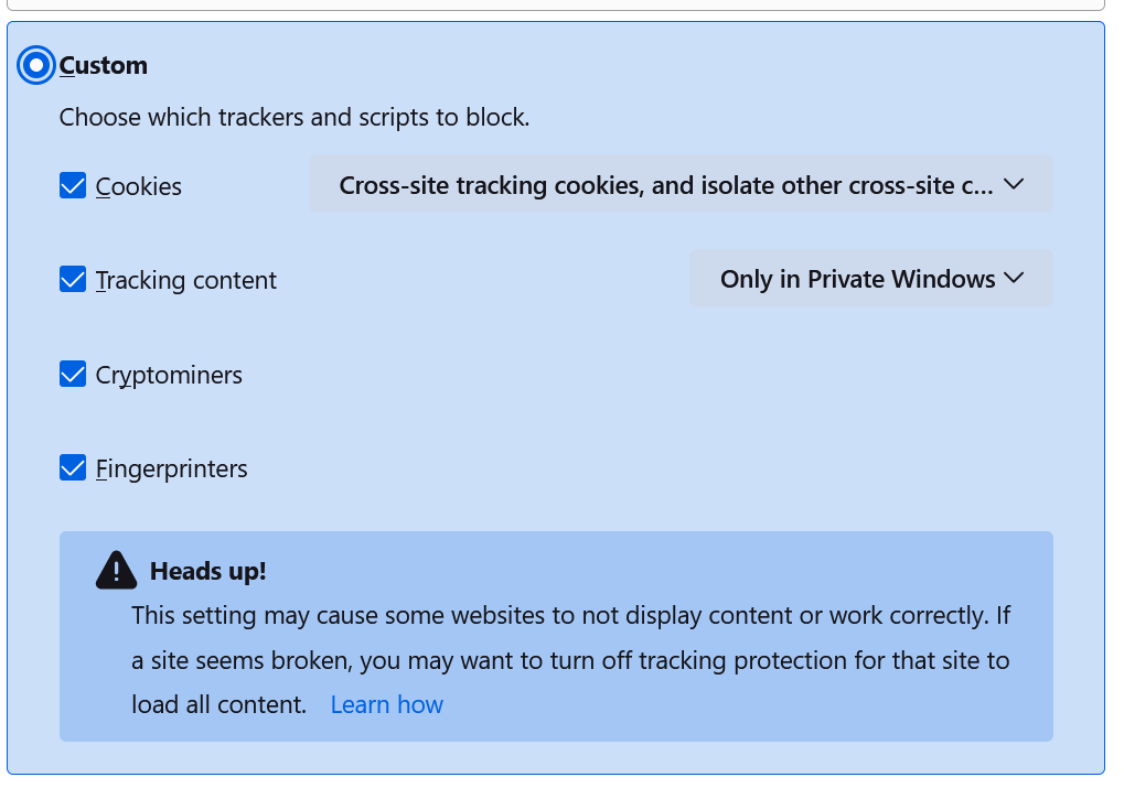 Revoke user consent for cookie tracking at Mozilla Firefox