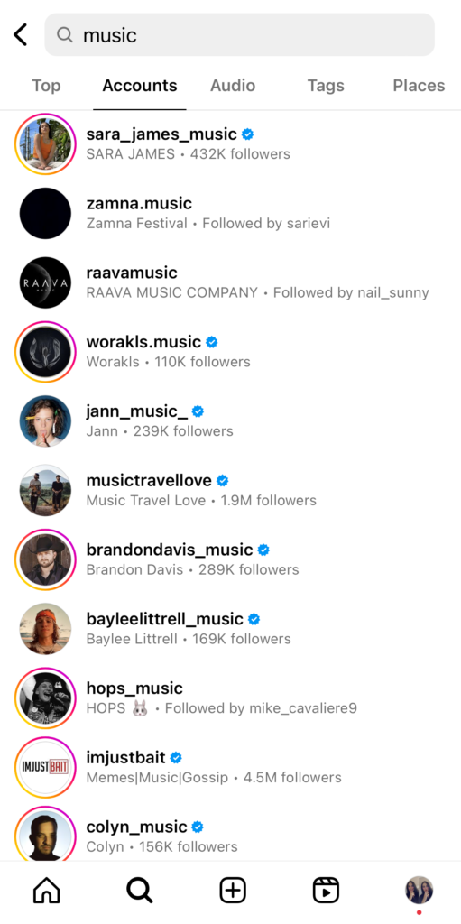 Seo for Instagram: results for search term "music"