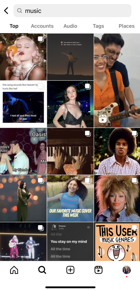 keyword search result of instagram users