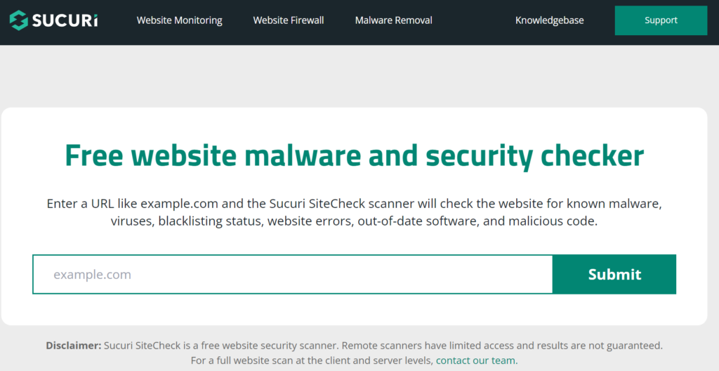 Sucuri site checker for hacking attempts