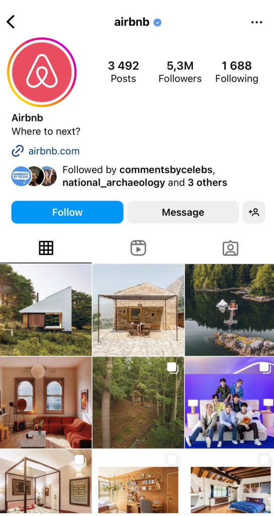 Airbnb post photos on Instagram 