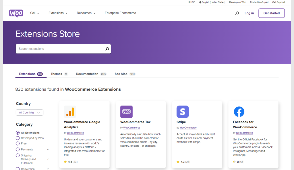 Utilize WooCommerce extensions store