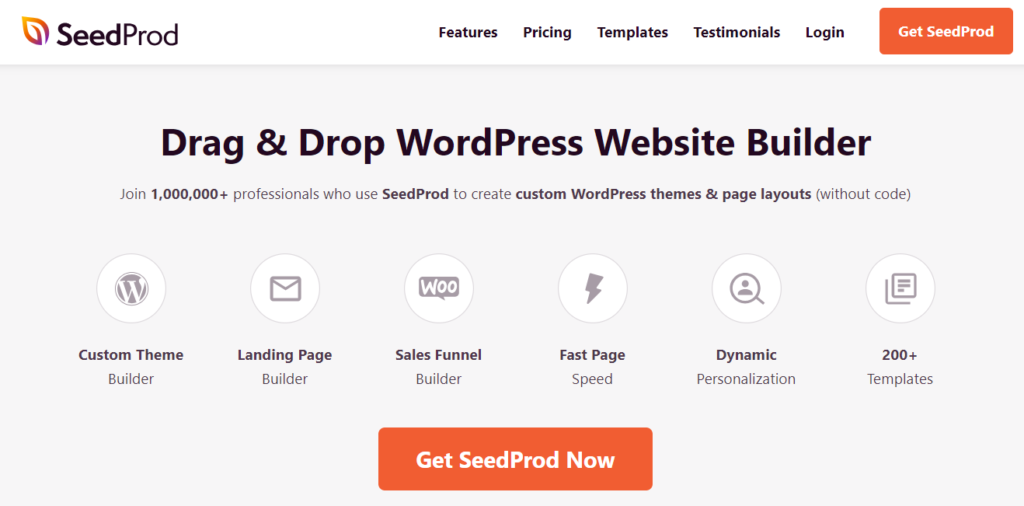 SeedProd all in one platforms for building your sales funnel, landing page, including landing page templates