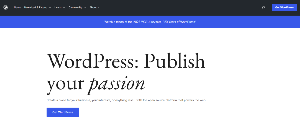 WordPress is free to build a website