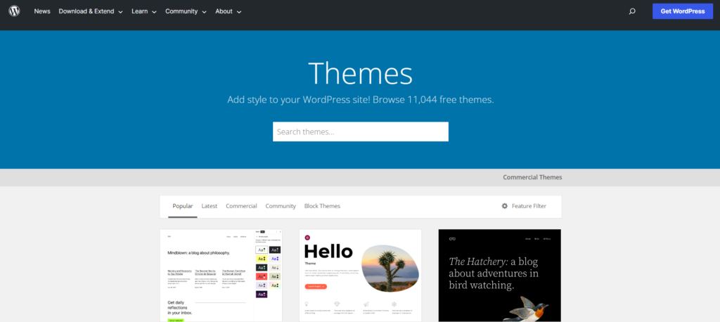 WordPress website themes