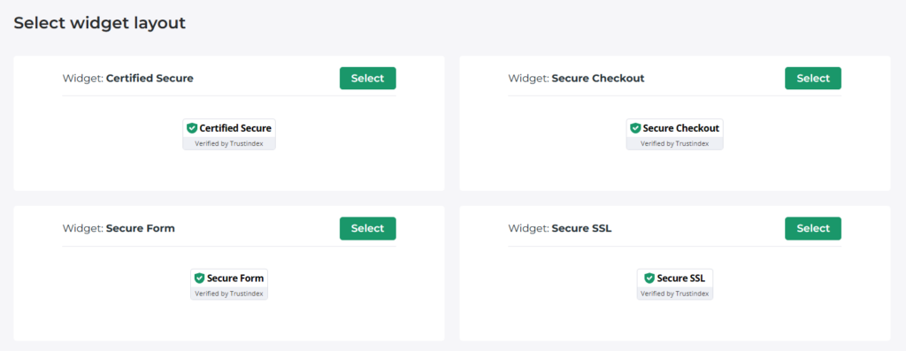 select layout for trustmark badge