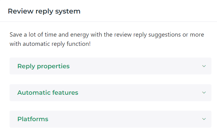 review reply system customization menu
