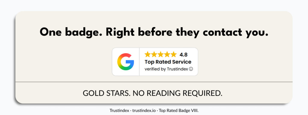 Footer trust badge shown before visitors contact a business