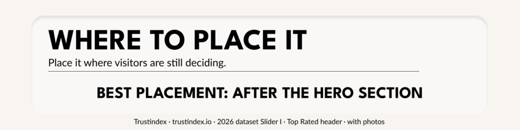 Homepage review slider placement guide recommending the best position after the hero section.